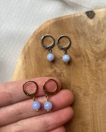 Natural Stone Earrings Stainless Steel gold/silver 'Agate'