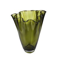 Vase glass wavy olive green table vase glass vase 21x21x30cm
