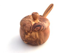 Olive wood jar with spoon