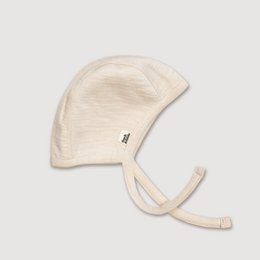  Oat wool fleece bonnet, soft cream color, baby hat with ties, cozy winter headwear.