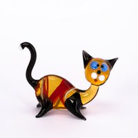 Braune gestreifte Katze Glastier