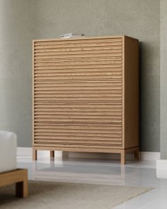 Tanner essenhouten kist met vijf laden in vlas