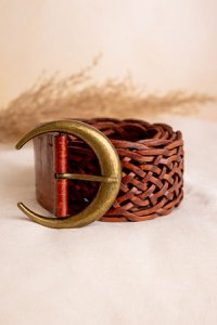 Bruine lederen riem breed