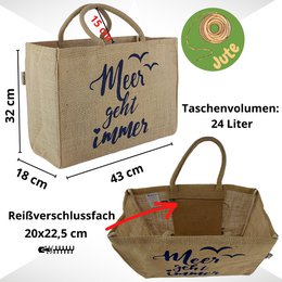 Domelo jute taske indkøbspose. Jute shopper taske. Stort vand -repellent indkøbskurv/ strandpose. Badepose XXL/ indkøbspose gaver til kvinder.