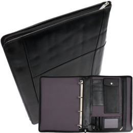 Safekeepers læder skriveetui venstrehåndet - Konferencemappe - Arbejdsbog Tabletcover & Laptop-sleeve - Aftageligt ringbind A4 sort