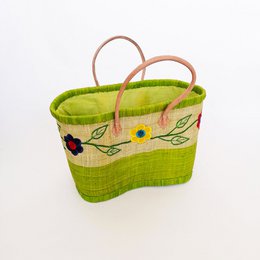 Handcrafted Rabane Basket "Namakia" with Floral Embroidery