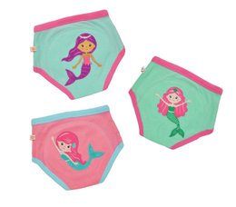  Colorful mermaid-themed training pants for girls, featuring pink and green designs with mermaid graphics. Suitable for ages 2-4 years.