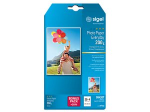 Inkjet photo paper Sigel 10x15cm Everyday+ 200gsm white 20+4 sheets high gloss