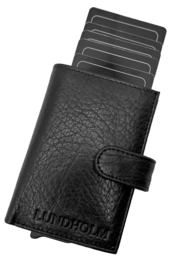 Porta carte da uomo estensibile Lundholm - con scomparto per monete, banconote - porta carte in pelle porta carte di credito estensibile da uomo