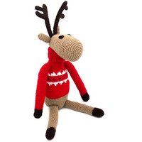 Luna-Leena reindeer with a turtleneck sweater red - 100% soft wool - hand gehaakt in Nepal