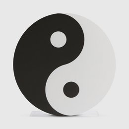  Yin yang pencil holder, black and white, circular shape, decorative office accessory.