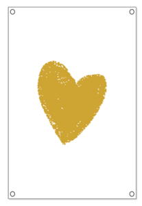 Kids tuinposter hart oker