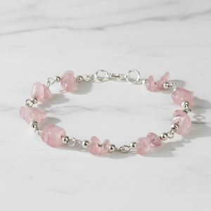 Rozenkwartsarmband voor de liefde - Handgemaakt in Peru | Edelsteenarmband voor smalle polsen