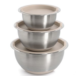 Bowl set with lids, 3 pieces, stainless steel