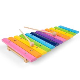 Multicolor 12-tone xylophone, a musical toy for kids. Includes vibrant colors, wooden construction, and mallets for playing.