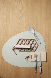 Skinnature dækkeserviet | genbrugslæder | Småsten 40x46 cm