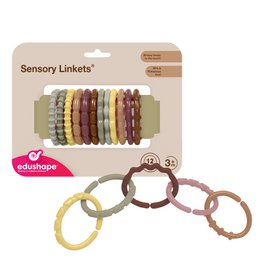  Sensory Linkets Boho Chic - Colorful wooden rings in various shapes and textures for sensory play and development.