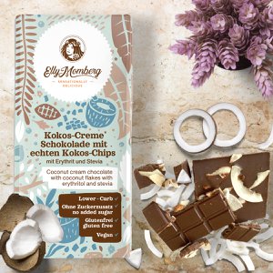 Coconut Cream Chocolate with coconut chips 80g - Vegan Chocolate, No Added Sugar & Gluten Free - Classic
