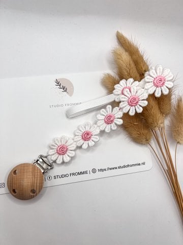 Schnullerkette Gänseblümchenrosa