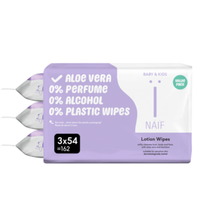 3-pack Lotion Baby Wipes in plastic bag