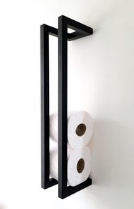 LS COLLECTION® Luxuriöser Toilettenpapierhalter aus Edelstahl – Toilettenpapierhalter – Rollenhalter – Ersatzrollenhalter Schwarz – Handtuchhalter – Handtuchhalter – Handtuchhalter – Aufbewahrungsregal – Ablage – Mattschwarz – Hängend – Selbstklebend
