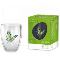 Creano dubbelwandig theeglas, latte macchiato, thermische mok vlinder | 250ml in exclusieve geschenkdoos (set van 6)