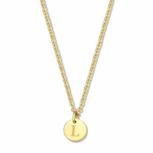Necklace w/ pendant round w/ letter l