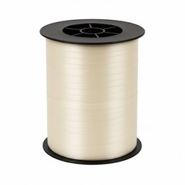  Cream-colored ribbon spool, 5 mm x 500 feet in size, suitable for various crafting and decorative purposes.