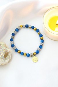 Blue Kyanite Elastic Bracelet | 24 Karats Lotus Flower