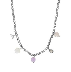 Charm Necklace Mermaid Tail, Shell & Gemstones - Silver