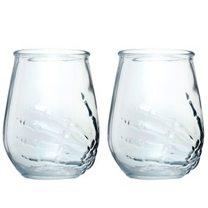 Schädel und Rosen Skeletthand -Set von 2 Glasschurtern