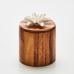 Wooden reed diffuser box with floral lid, available in various sizes. Made of natural wood materials with a simple, elegant design.