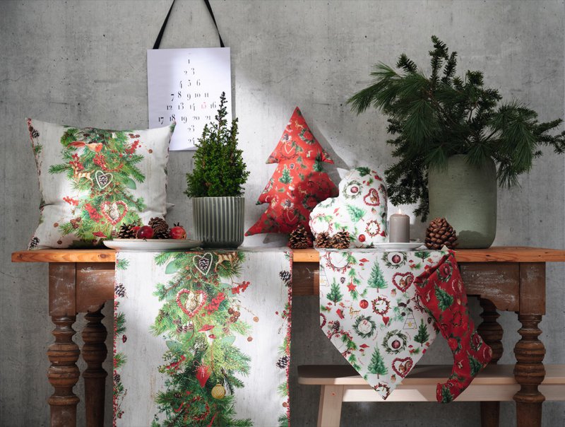 9528 loper wit / groen / rood - 48X140
