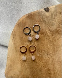 Natural Stone Earrings Stainless Steel gold/silver 'Rose quartz'