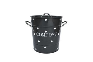 Houtskool compostbak met witte stippen 21x19 cm