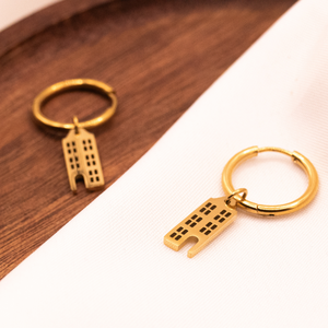 Earrings Canal Houses House Creole in 18k gold plated - lightweight earrings Holland Amsterdam houses