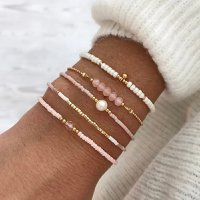 Bracelet Set 'Vintage Pink & Pearl'