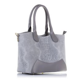 Firenze Artegiani. Vercurago Bolso tote Mujer.Piel auténtica Gamuza Grabado Cocodrilo Ruga