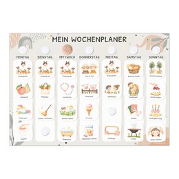  Weekly planner for children featuring a motif of a little elephant. The planner includes 350 routine cards to help children establish a daily routine and stay organized.