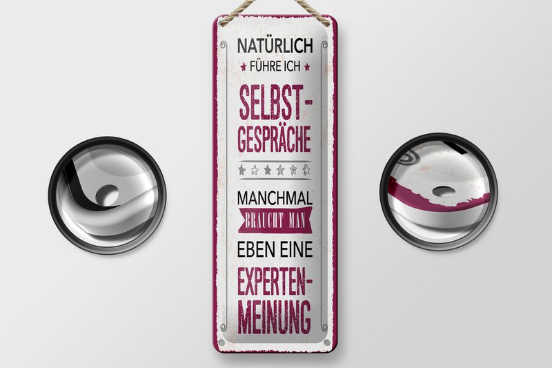 Blechschild Spruch 27x10 cm Natürlich führe ich Selbstgespräche Deko Schild