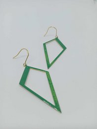  Green enamel drop earrings with geometric shapes