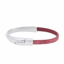 Bracciale in pelle AMACAYACÚ (argento) con chiusura magnetica