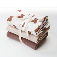 Double Gauze - Burp Cloths Set - Teddy Bears -3 pack 65x65 cm