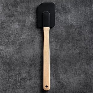 Dough scraper with wooden handle