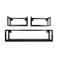 Wall Shelf Vintage Black Mango Wood - Set of 3 Small