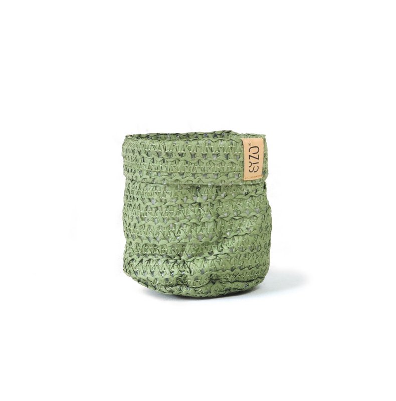 SIZO Knitted Paper Bag Olive med vandtæt biologisk nedbrydeligt for
