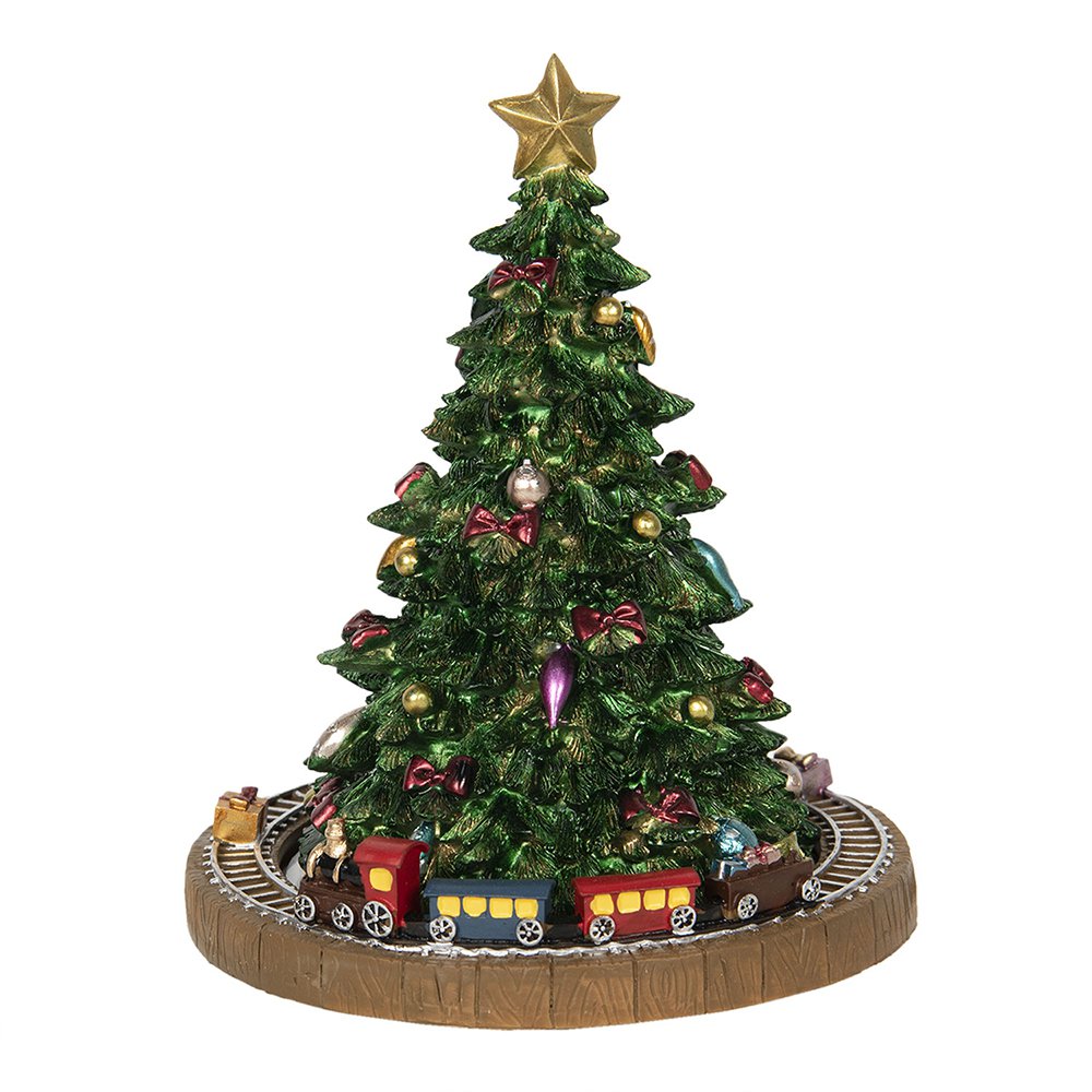 Muziekdoos Kerstboom Ø 15x18 cm Groen Kunststof Kerstdecoratie Beeld