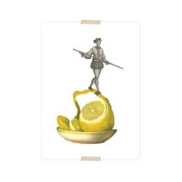 Postcard collage Museum collection - lemon tightrope walking