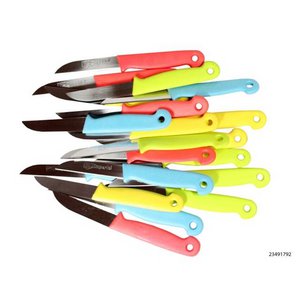 Colored peeling knives, 5 pieces on card