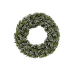  Green plastic Christmas wreath with pine needles and pinecones.